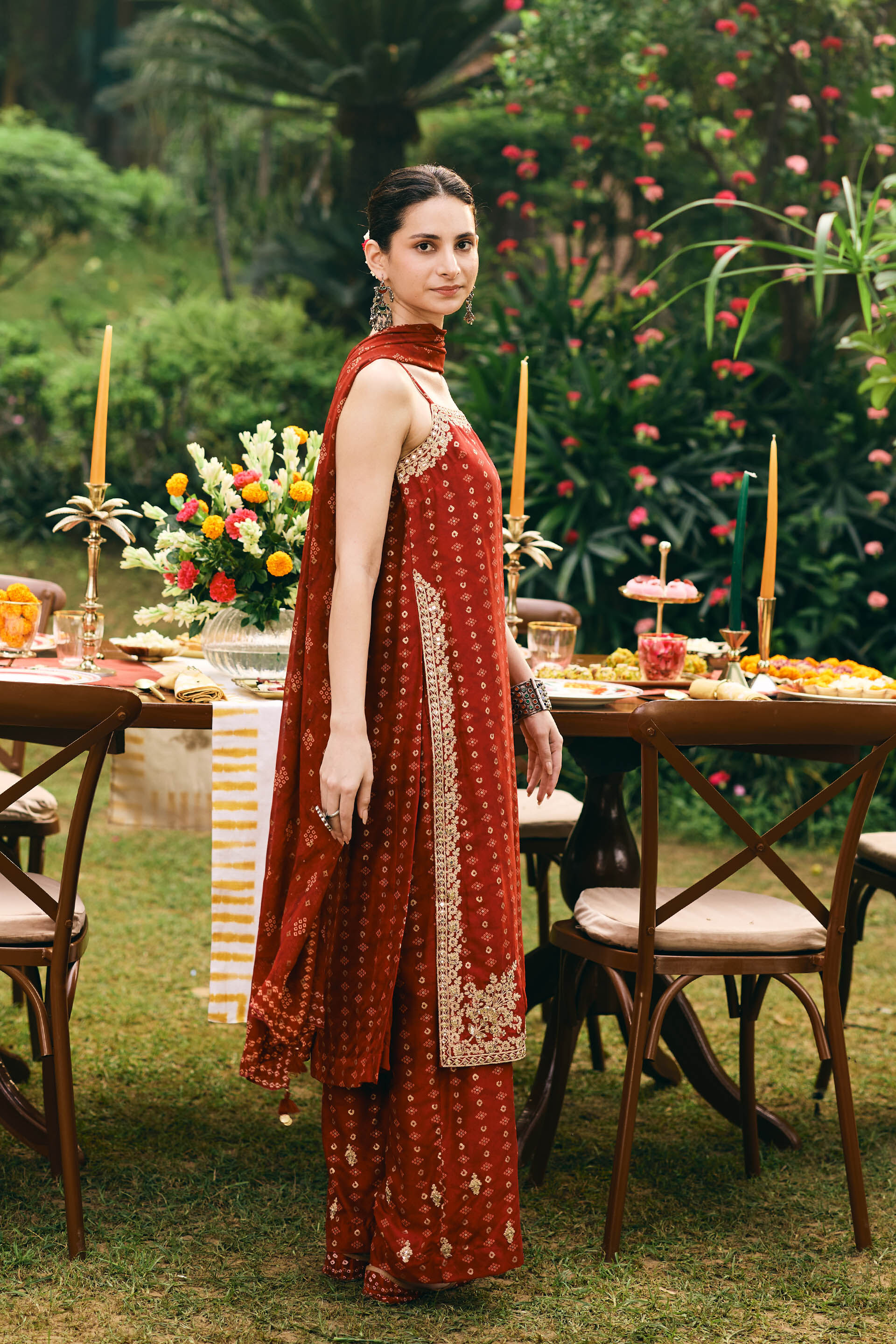 Laal Adah Kurta Set, Red, image 4